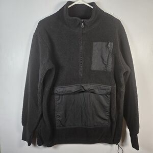 Aerie Offline Women's Black Sherpa Half Zip Oversized Pocket Pullover Size Small